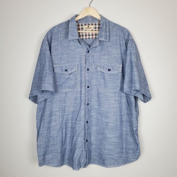 Woolrich Men's XXL Button-Up Shirt Light Heathered Blue Coastal‎ Cotton Classic - Picture 1 of 11
